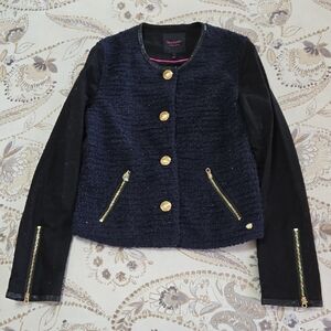 Juicy Couture Navy and Black Blazer with Gold Details